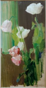 Poppies before Green Curtain by Curt Herrmann
